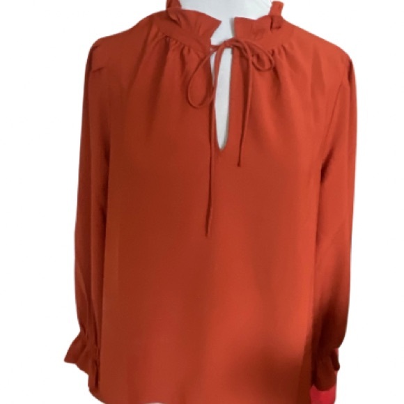 J. Crew Womens Gathered Ruffle Drapey Top in Deep Ember Size L - Picture 5 of 6